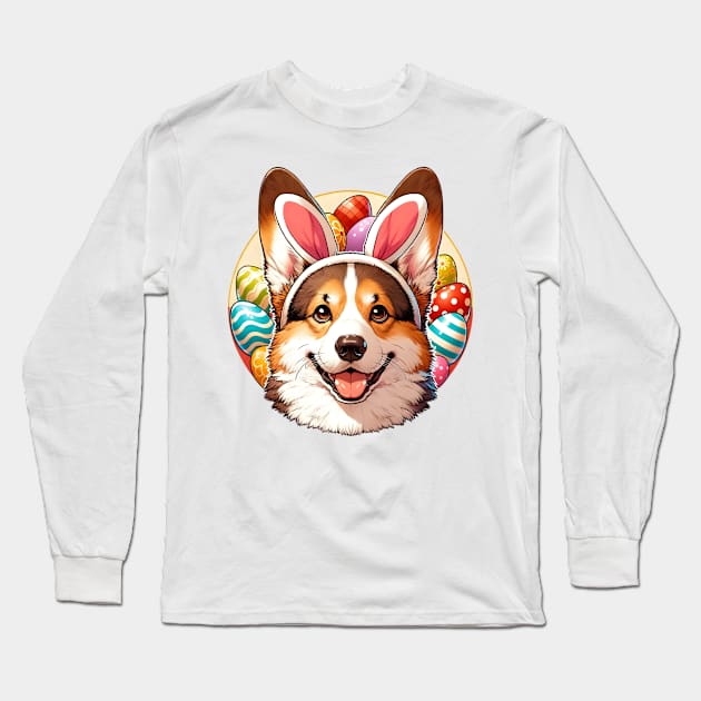 Pembroke Welsh Corgi Enjoys Easter with Bunny Ears Long Sleeve T-Shirt by ArtRUs